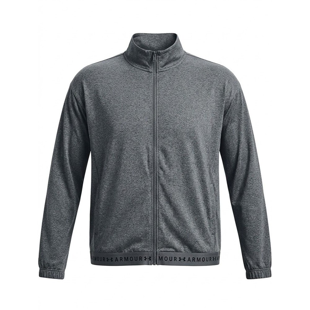 Under Armour Womens Gray HeatGear Full Zip Jacket Logo Band Track Top Size Large
